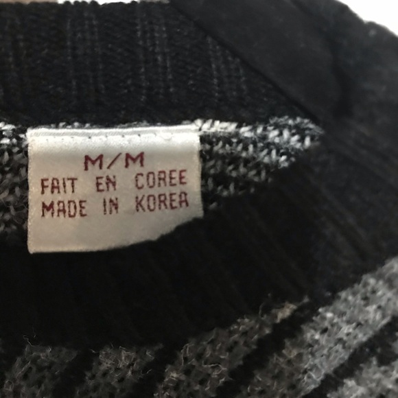 Vintage Chunk Knit 90s  Sweater Black Grey Medium - Picture 3 of 5